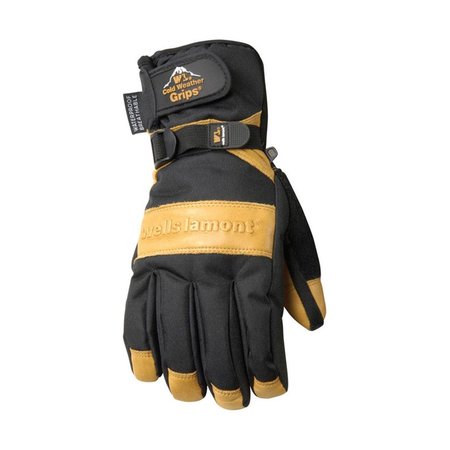 WELLS LAMONT Cowhide Leather Winter Gloves - Black & Tan, Large WE7061